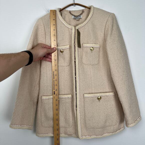 NWT J Crew Women’s Size 4 Ivory Long Lady jacket Wool Blend Tweed Boucle BM556 - Picture 8 of 16